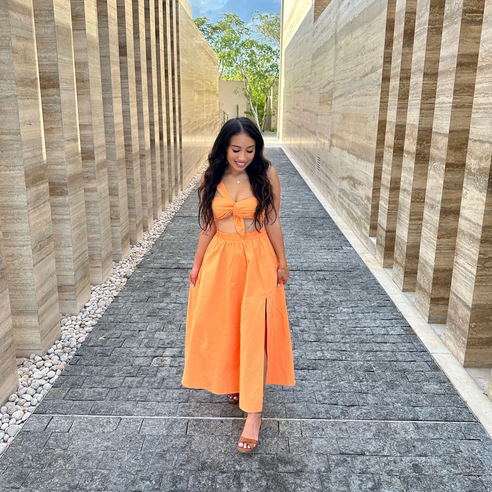 Orange two piece vacation set